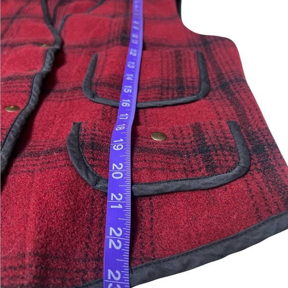 Vintage The Limited Red Plaid Wool Blend Vest Women’s Size M Snap Button Pockets - Picture 6 of 8